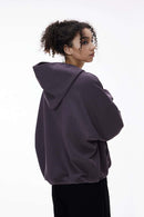 Textured Cropped Pullover Hoodie - Plum Purple