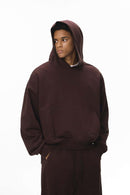 Textured Cropped Pullover Hoodie - Red