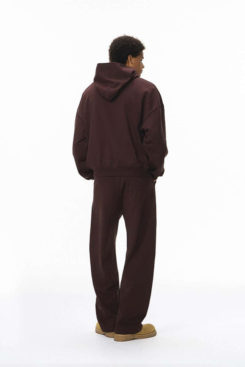 Textured Cropped Pullover Hoodie - Red