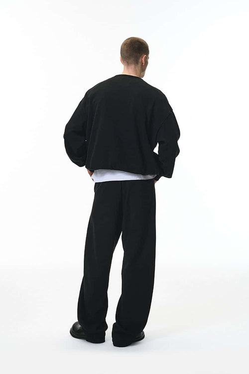Premium Henley Pullover Sweatshirt - Active Black