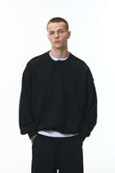 Premium Henley Pullover Sweatshirt - Active Black
