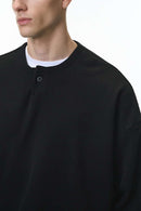 Premium Henley Pullover Sweatshirt - Active Black