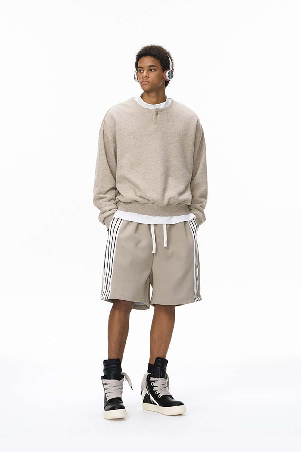 Boxy Loose-Fit Solid Color Sweatshirt _ Warm Relaxed Pullover Top