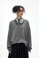 Solid Mock-Neck Long Sleeve Tee - Gray