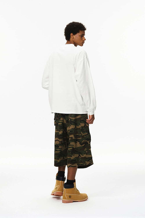Solid Mock-Neck Long Sleeve Tee - White