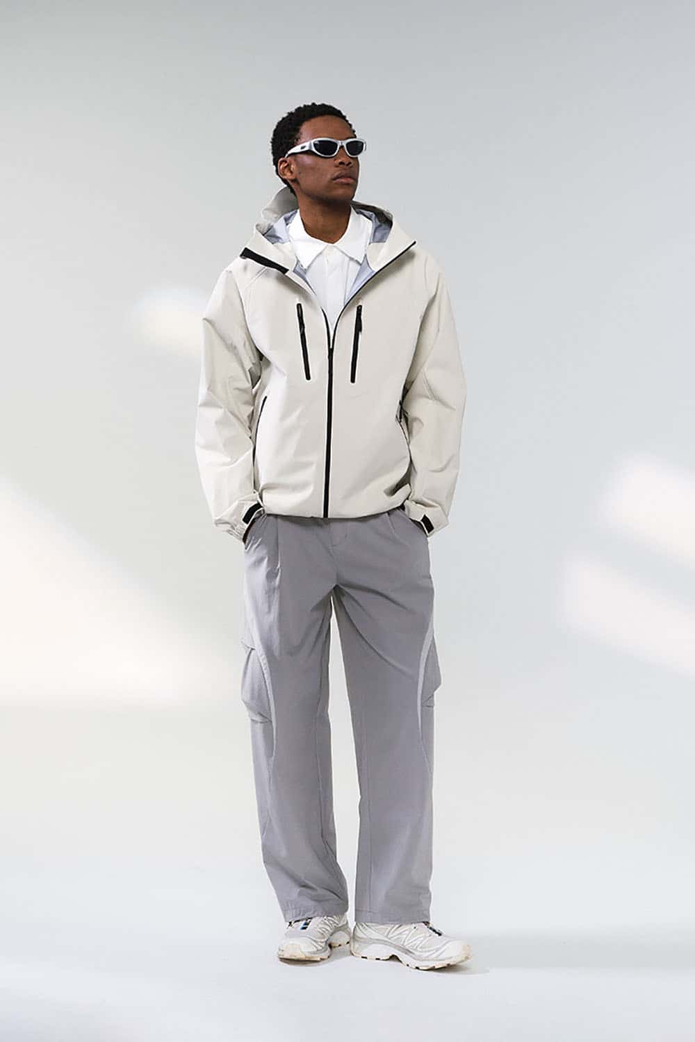 Outdoor Water-Repellent Utility Jacket _ Multi-Pocket Hooded Shell for All-Weather Protection