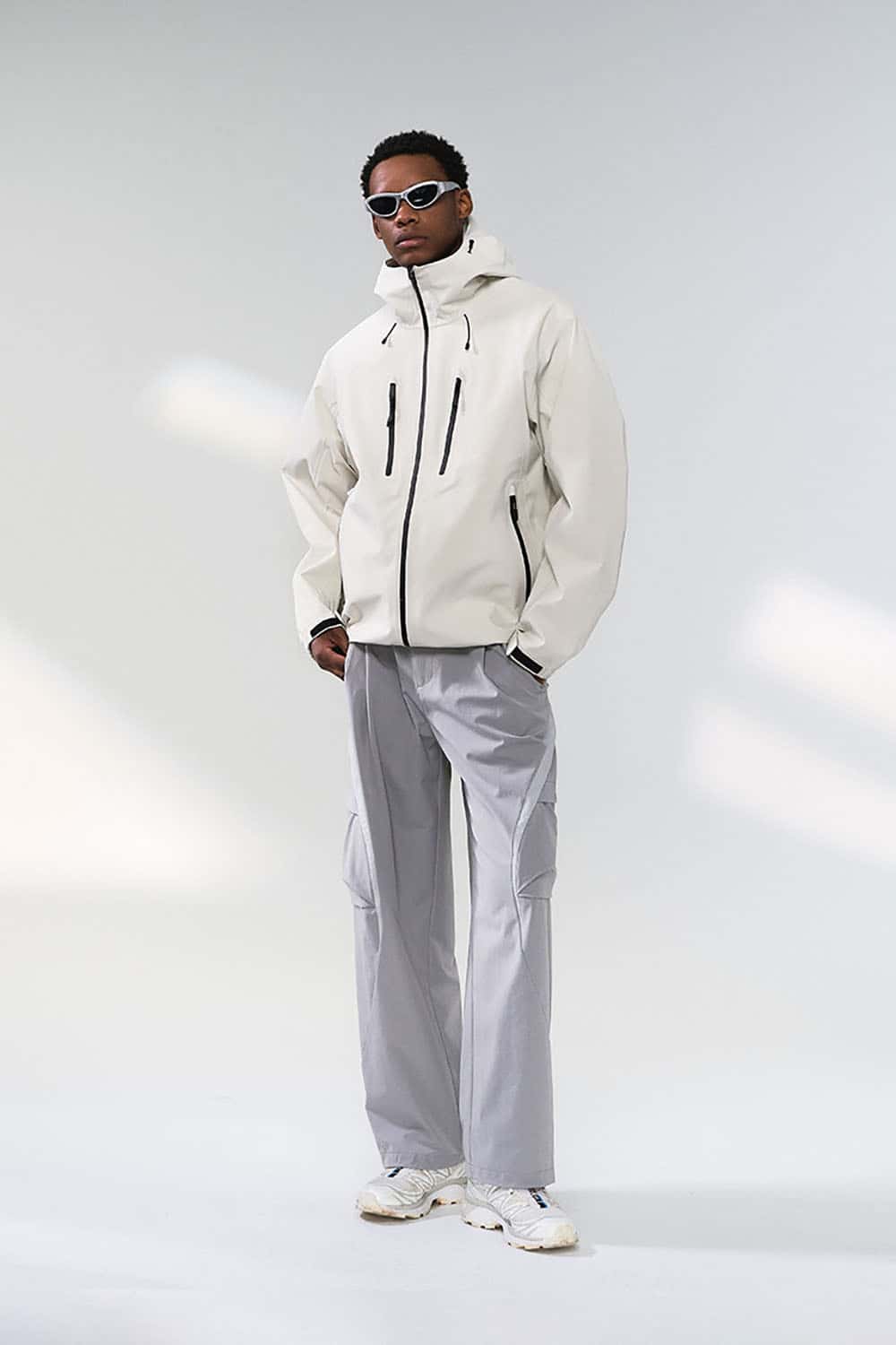 Outdoor Water-Repellent Utility Jacket _ Multi-Pocket Hooded Shell for All-Weather Protection