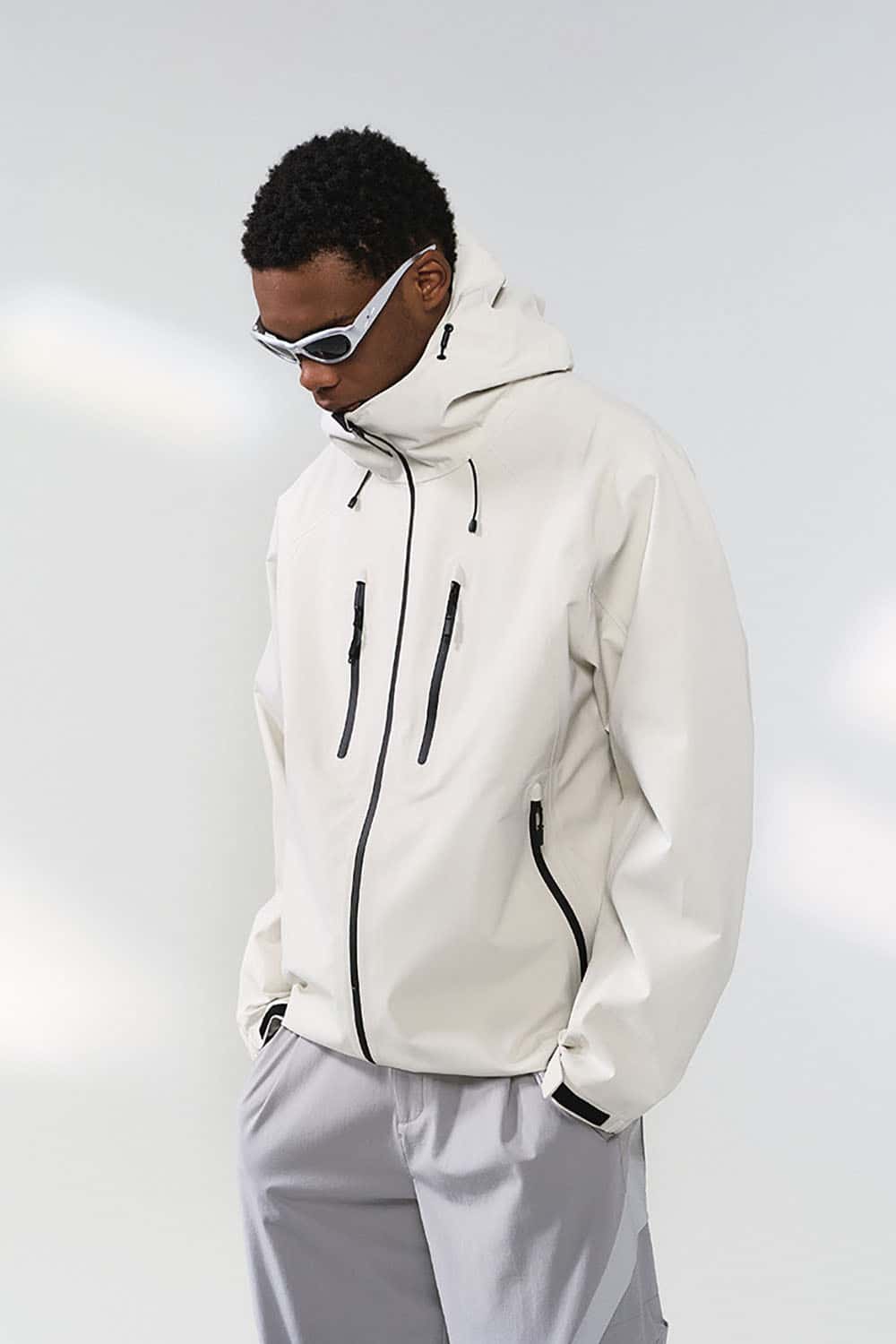 Outdoor Water-Repellent Utility Jacket _ Multi-Pocket Hooded Shell for All-Weather Protection