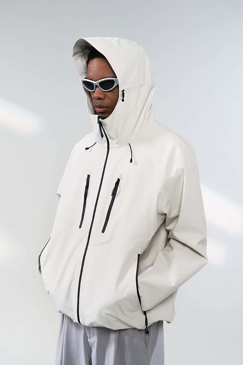 Outdoor Water-Repellent Utility Jacket _ Multi-Pocket Hooded Shell for All-Weather Protection