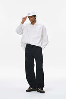 Deconstructed Pleated Curved Cargo Pants - Black