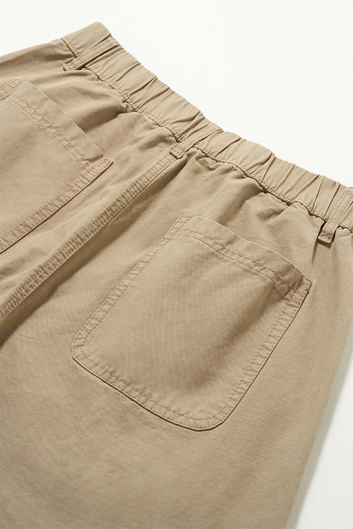 Deconstructed Pleated Curved Cargo Pants - Khaki