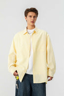 Striped Windproof Shirt Jacket - Yellow