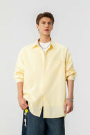 Striped Windproof Shirt Jacket - Yellow