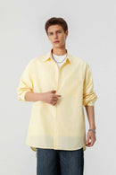 Striped Windproof Shirt Jacket - Yellow