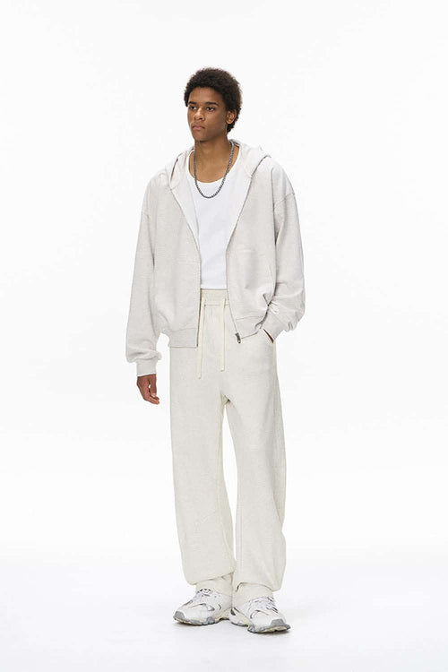 Curved-Seam Wide-Leg Sweatpants - Flower Gray