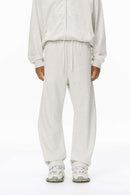 Curved-Seam Wide-Leg Sweatpants - Flower Gray