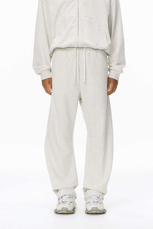 Curved-Seam Wide-Leg Sweatpants - Flower Gray