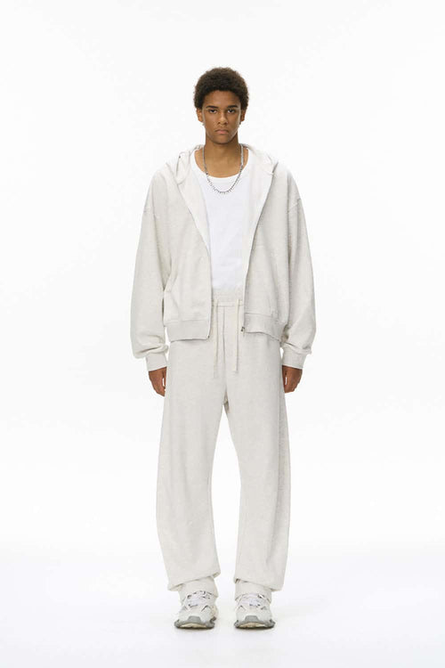 Curved-Seam Wide-Leg Sweatpants - Flower Gray