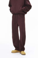 Curved-Seam Wide-Leg Sweatpants - Red