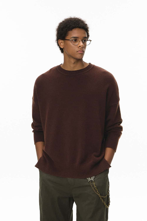Classic Knit Crewneck Sweater - Coffee