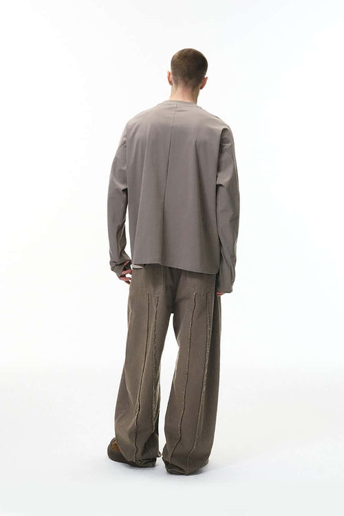 Distressed Raw-Edge Vintage Cargo Pants - Dark Khaki