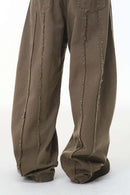 Distressed Raw-Edge Vintage Cargo Pants - Dark Khaki
