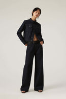 Vintage Wide-Leg Raw Denim Jeans - Blue