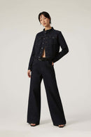 Vintage Wide-Leg Raw Denim Jeans - Blue