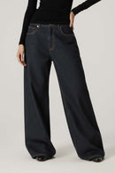 Vintage Wide-Leg Raw Denim Jeans - Blue