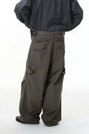 Adjustable Pleated Cargo Pants - Dark Gray