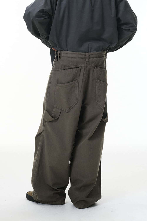 Adjustable Pleated Cargo Pants - Dark Gray