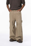 Adjustable Pleated Cargo Pants - Dark Khaki