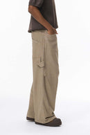Adjustable Pleated Cargo Pants - Dark Khaki