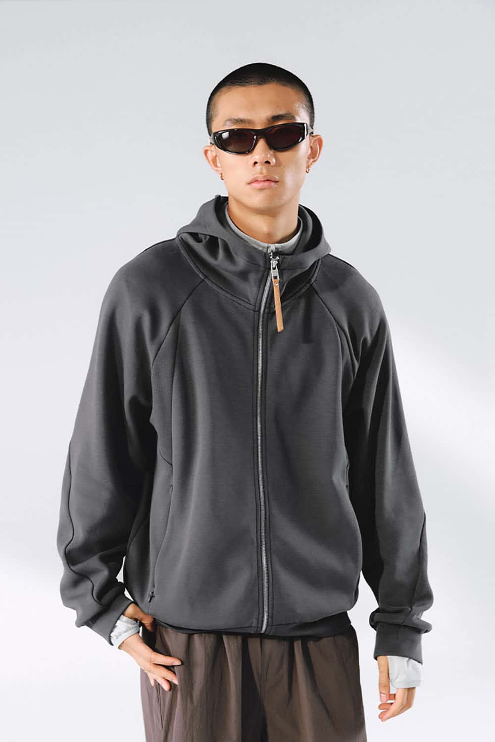 Lycra Jelly Zip-Up Hooded Jacket _ Lightweight Sporty Warmth Hoodie