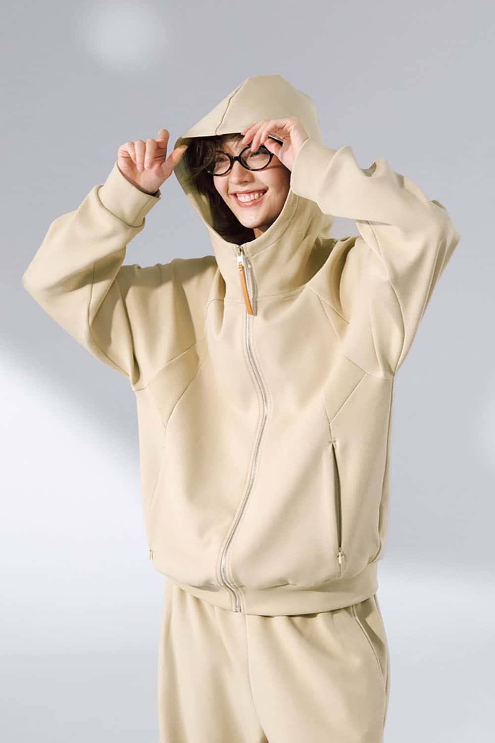 Lycra Jelly Zip-Up Hooded Jacket _ Lightweight Sporty Warmth Hoodie