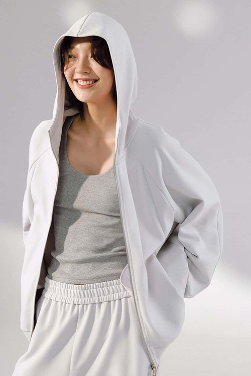 Performance Zip-Up Active Hoodie - Light Gray