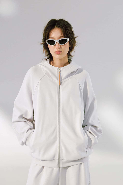 Performance Zip-Up Active Hoodie - Light Gray
