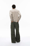 Double-Faced Mock-Neck Sweatshirt - Khaki