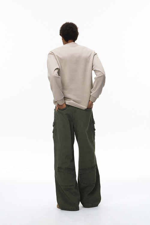 Double-Faced Mock-Neck Sweatshirt - Khaki