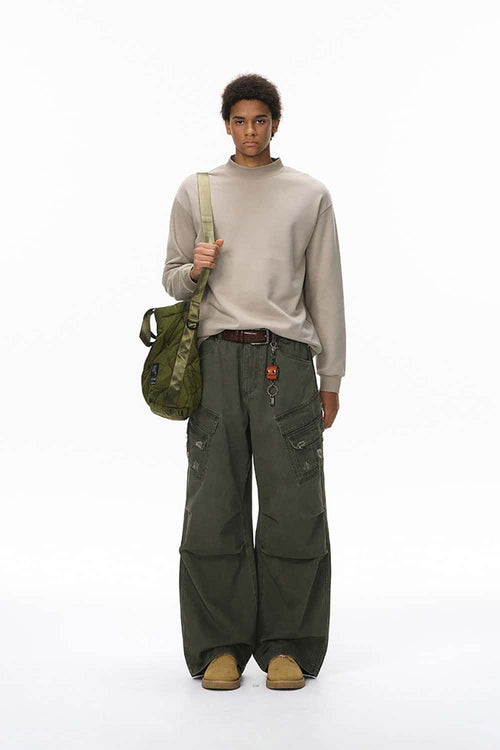 Double-Faced Mock-Neck Sweatshirt - Khaki