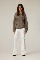 Breathable Modal Asymmetric Long-Sleeve Tee - Oat Gray