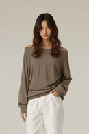 Breathable Modal Asymmetric Long-Sleeve Tee - Oat Gray