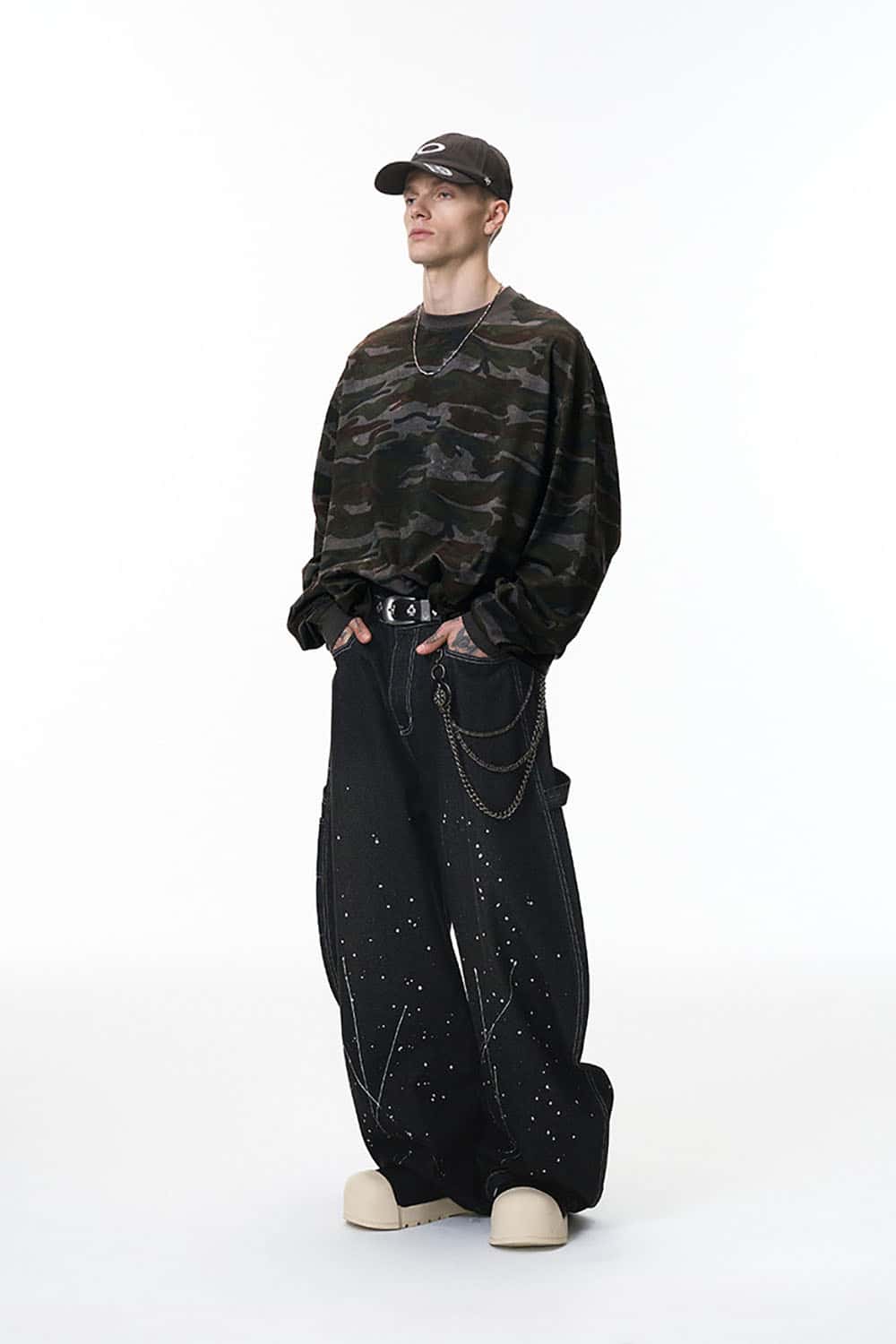 Camo Boxy Long Sleeve T-Shirt _ Outdoor Versatile Crewneck Base Layer