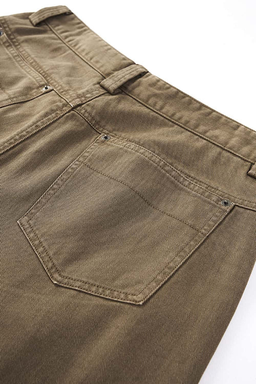 Distressed Studded Wide-Leg Pants - Dark Khaki