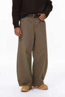 Distressed Studded Wide-Leg Pants - Dark Khaki