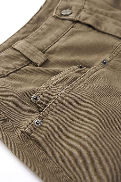 Distressed Studded Wide-Leg Pants - Dark Khaki
