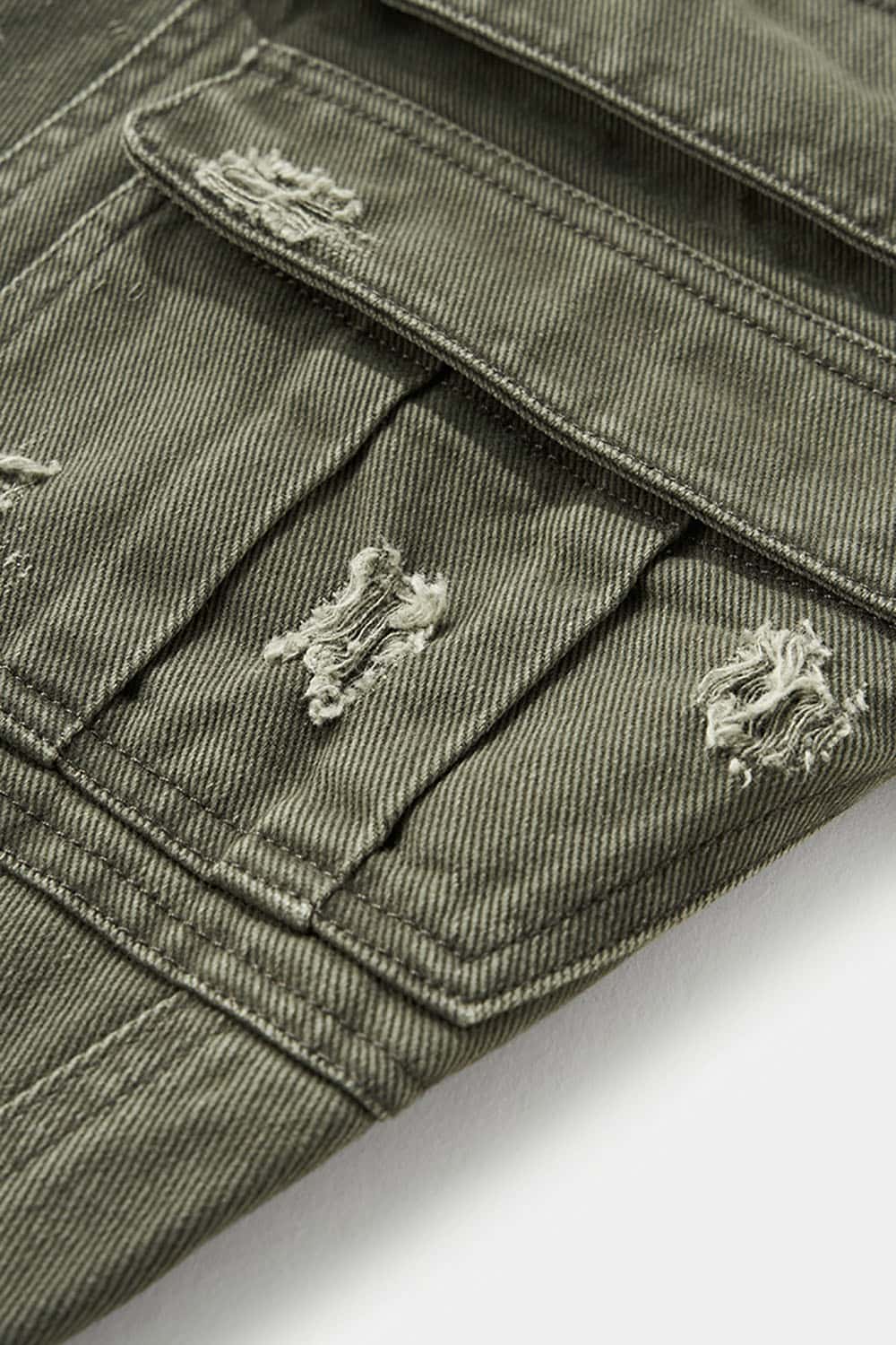 Distressed Washed Multi-Pocket Cargo Pants _ Vintage Loose Fit Utility Trousers