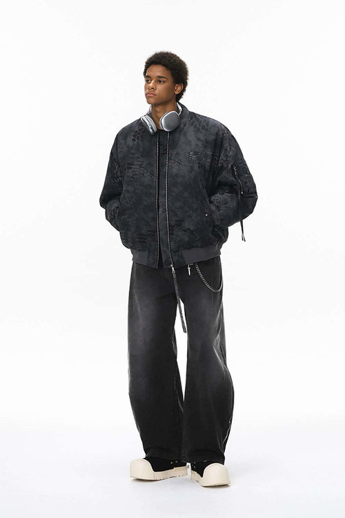 Washed Pleated Cargo Pants - Black