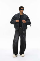 Washed Pleated Cargo Pants - Black