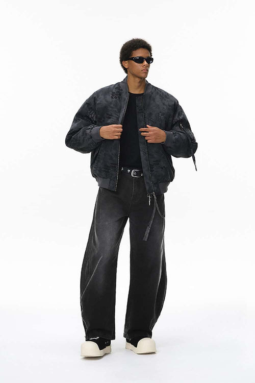 Washed Pleated Cargo Pants - Black